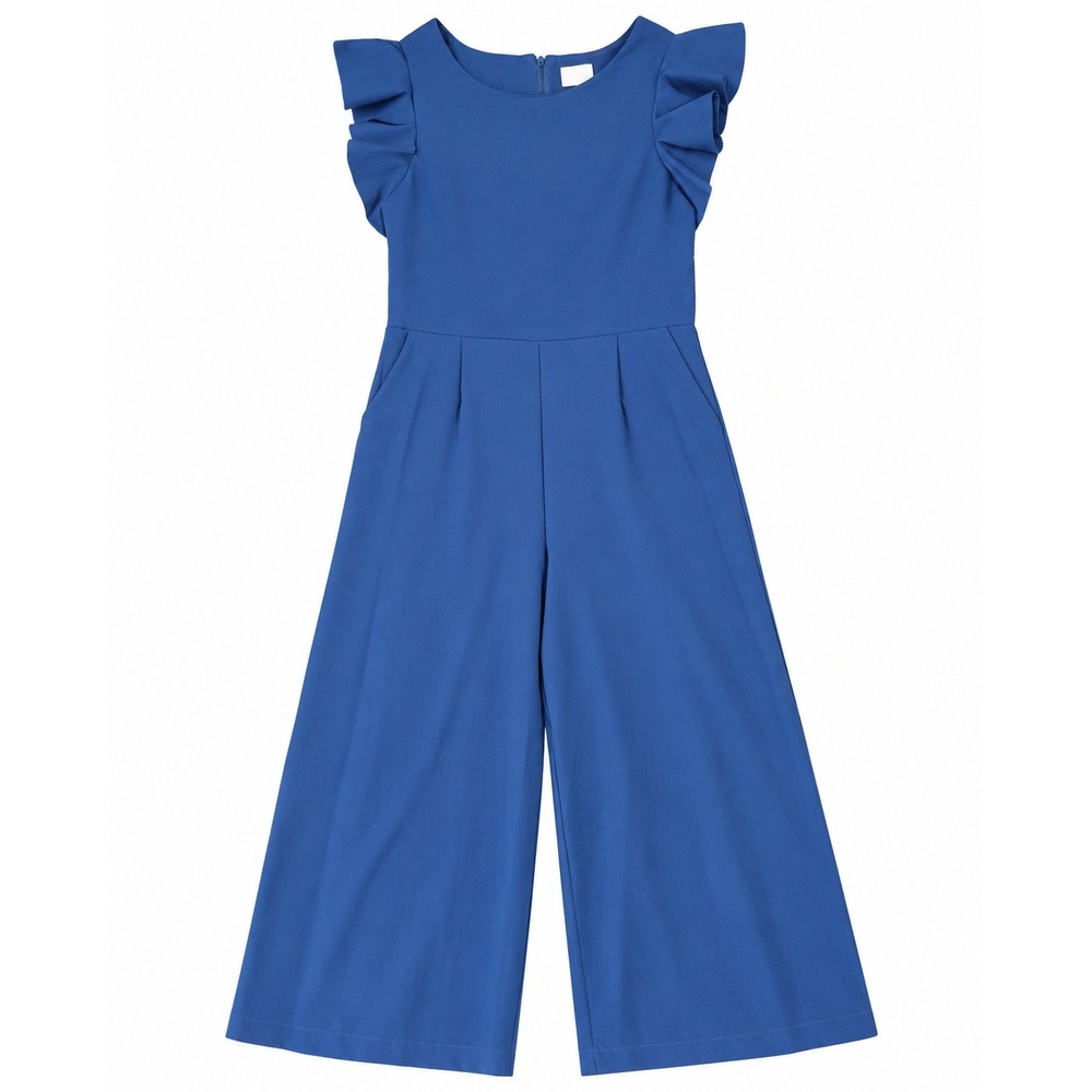 GB Girls Royal Blue Ruffle Sleeve Wide Leg Jumpsuit Size 16